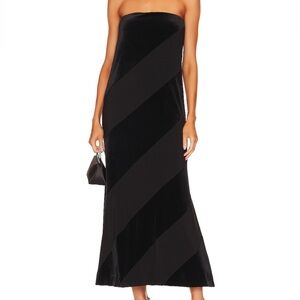NORMA KAMALI | Revolve black spiral strapless midi dress